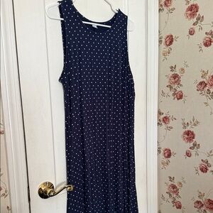 💙 Old Navy Navy Blue Polka Dot Maxi Dress Sz XL